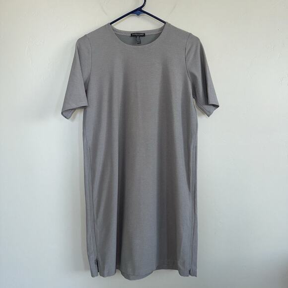 Eileen Fisher Crepe Tunic Dress Gray Size Zip Short Sleeve Woman’s Sz PP Petite - Picture 1 of 6
